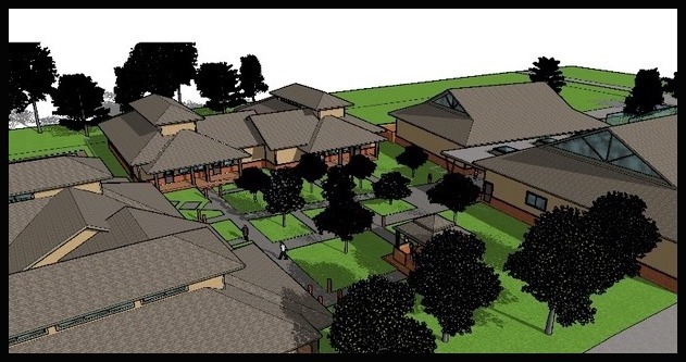 Birds Eye View of Dorm and Community Center Image 3-26-022